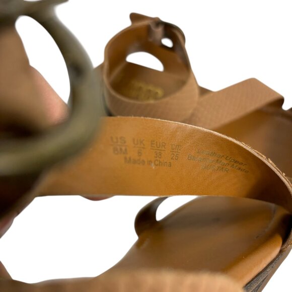 Franco Sarto Flat Leather Sandals Size 8M  Tan Gustar Reptile Embossed - Picture 6 of 16